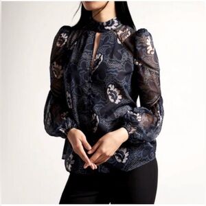 Ted Baker London Navy and White Floral Blouse